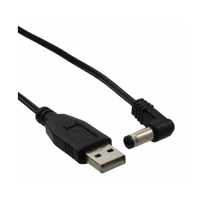 1 pcs : 10-00246 - Cable Assembly Barrel Plug, Right Angle - 2.5mm ID, 5.5mm OD to USB A Male Plug 6.00' (1.83m)