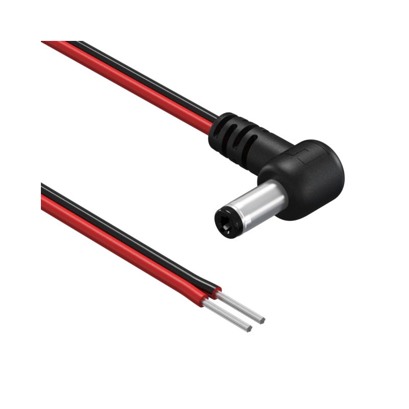 1 pcs : 10-01780 - Cable Assembly 2.1mm ID, 5.5mm OD Plug, Right Angle to Wire Leads Flat 6.0' (1.83m)