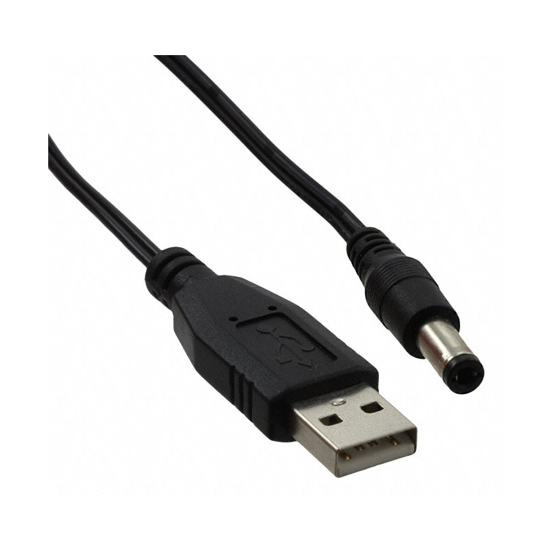 1 pcs : 10-00244 - Cable Assembly Barrel Plug - 2.5mm ID, 5.5mm OD to USB A Male Plug 6.00' (1.83m)