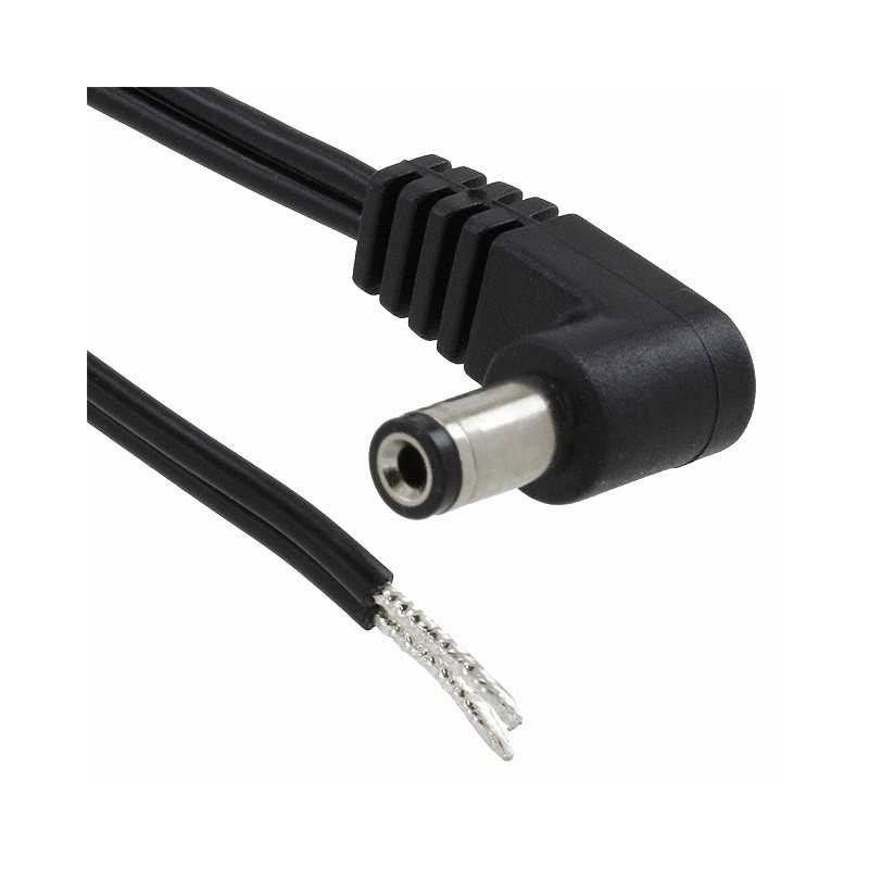 1 pcs : 10-01553 - Cable Assembly 2.1mm ID, 5.5mm OD Plug, Right Angle to Wire Leads Flat 6.0' (1.83m)