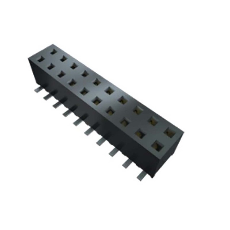 2 pcs - Samtec MMS Series Straight Through Hole Mount PCB Socket, 10-Contact, 1-Row, 2mm Pitch, Solder Termination