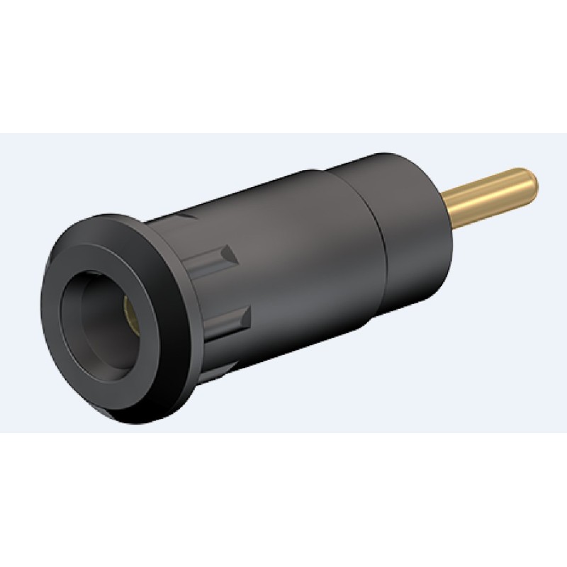 2 pcs - Staubli Black Female Banana Socket, 2mm Connector, Press Fit Termination, 10A, 600V, Gold Plating