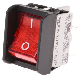 1 pcs - APEM Illuminated DPST, On-None-Off Rocker Switch Panel Mount