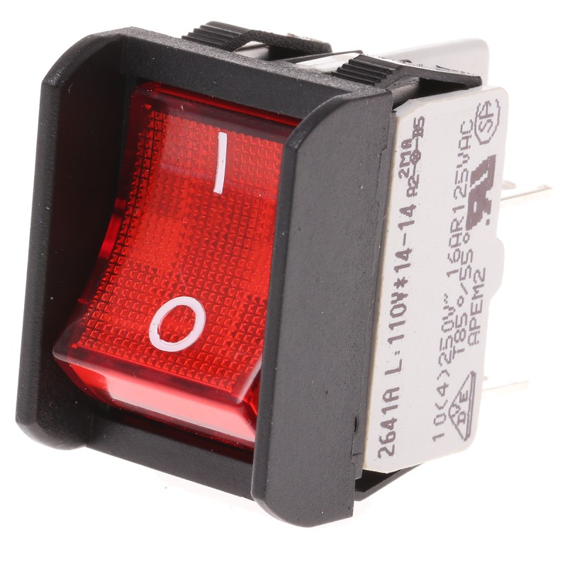 1 pcs - APEM Illuminated DPST, On-None-Off Rocker Switch Panel Mount