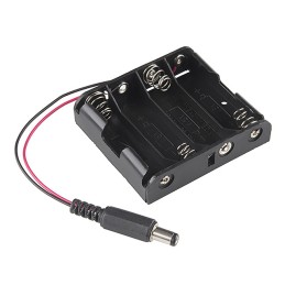 1 pcs : PRT-09835 - Battery Holder (Open) AA 4 Cell Barrel Plug, 2.1mm I.D. x 5.5mm O.D.