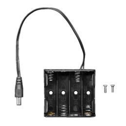 1 pcs : 3784 - Battery Holder (Open) AA 4 Cell Barrel Plug, 2.1mm I.D. x 5.5mm O.D.