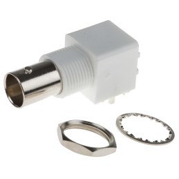 1 pcs - RS PRO, jack PCB Mount BNC Connector, 75Ω, Through Hole Termination, Right Angle Body