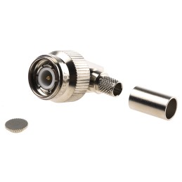 1 pcs - Telegartner, Plug Cable Mount TNC Connector, 50Ω, Crimp Termination, Right Angle Body