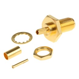 1 pcs - Telegartner, jack Panel Mount SMA Connector, 50Ω, Crimp Termination, Straight Body
