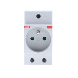 1 pcs - ABB Grey 1 Gang Plug Socket, 16A, Type E - French, Indoor Use