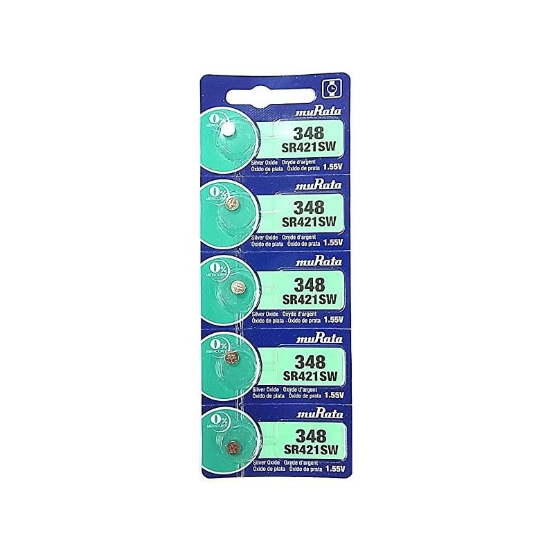 5 pcs : SR421SW - Coin, 4.8mm Silver Oxide 1.55 V Battery Non-Rechargeable