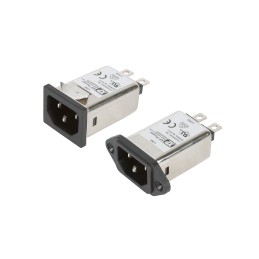 1 pcs - XP Power 3A, 264 V ac Male Snap-In IEC Inlet Filter FASAS03PFR, Faston 1 Fuse