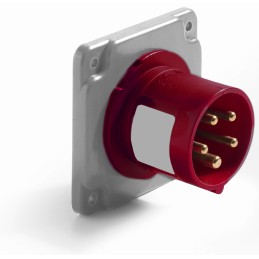 1 pcs - RS PRO IP44 Red Panel Mount 3P + N + E Industrial Power Plug, Rated At 32A, 380 - 415 V