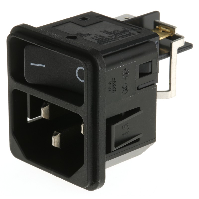 1 pcs - Schurter C14 Snap-In IEC Connector Male, 12A, 250 V