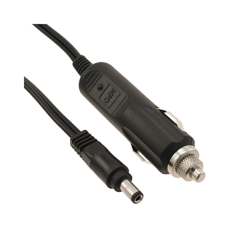 1 pcs : ZA5074-2.5 - Cable, Auto Power Plug to 2.5mm DC Plug Cigarette Lighter Assembly 12 V 5 A 12' (3.65m) Coiled Cord, ABS, F