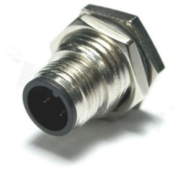 1 pcs - Amphenol Circular Connector, 4 Contacts, Panel Mount, M12 Connector, Plug, Male, IP68, IP69K, M Series