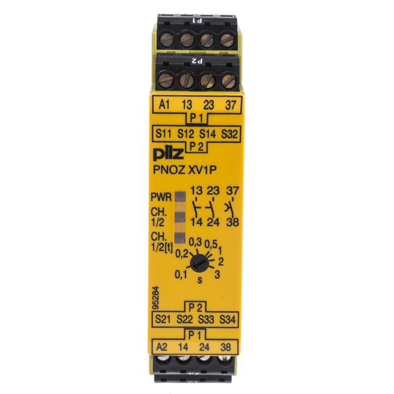 1 pcs - Pilz Single/Dual-Channel Safety Switch/Interlock Safety Relay, 24V dc, 2 Safety Contacts