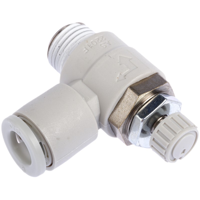 1 pcs - SMC AS Series Threaded Speed Controller, R 1/8 Male Inlet Port x R 1/8 Male Outlet Port x 6mm Tube Outlet Port