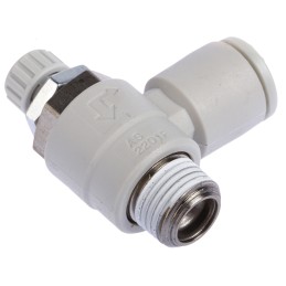 1 pcs - SMC AS Series Threaded Speed Controller, R 1/8 Male Inlet Port x R 1/8 Male Outlet Port x 6mm Tube Outlet Port