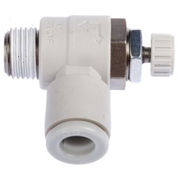 1 pcs - SMC AS Series Threaded Speed Controller, R 1/8 Male Inlet Port x R 1/8 Male Outlet Port x 6mm Tube Outlet Port