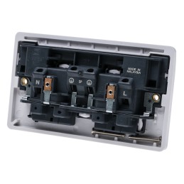 1 pcs - MK Electric White 2 Gang Plug Socket, 13A, Type G - British, Indoor Use
