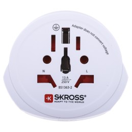 1 pcs - RS PRO Australia, China, Italy, Japan, Switzerland, UK, USA to Europe Travel Adapter, Rated At 16A