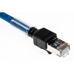 1 pcs - Omron Cat6a Male RJ45 to Male RJ45 Ethernet Cable, FTP, STP, Blue LSZH Sheath, 3m