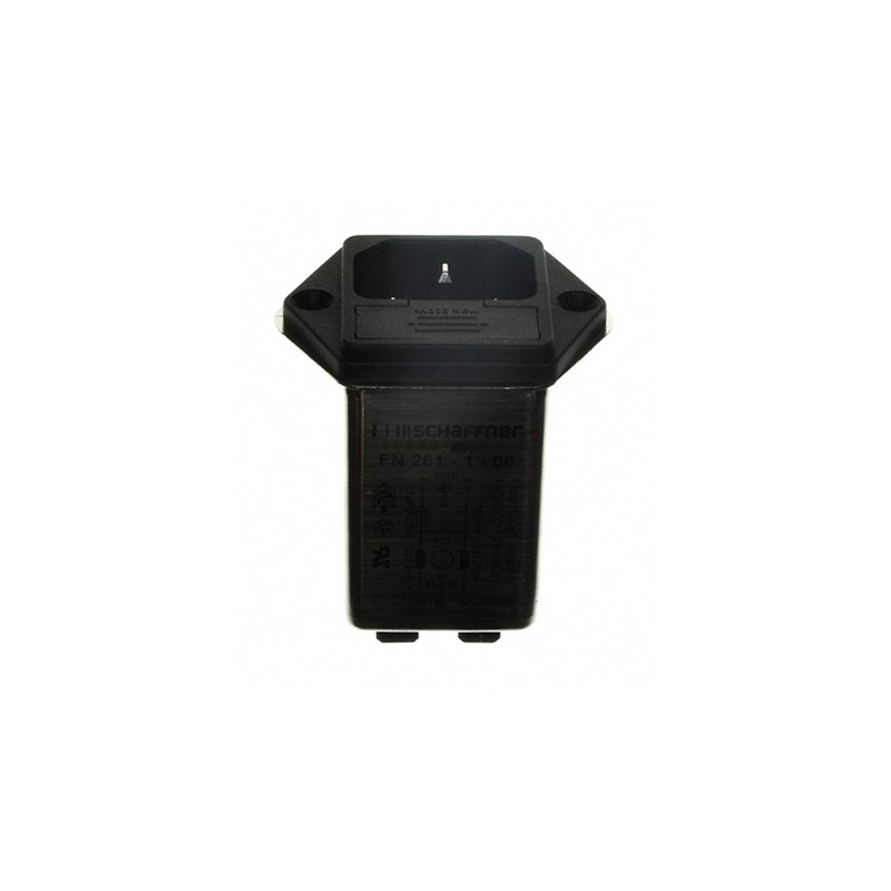 1 pcs - Schaffner 1A, 250 V ac Male Panel Mount IEC Filter FN261-1-06, Faston None Fuse