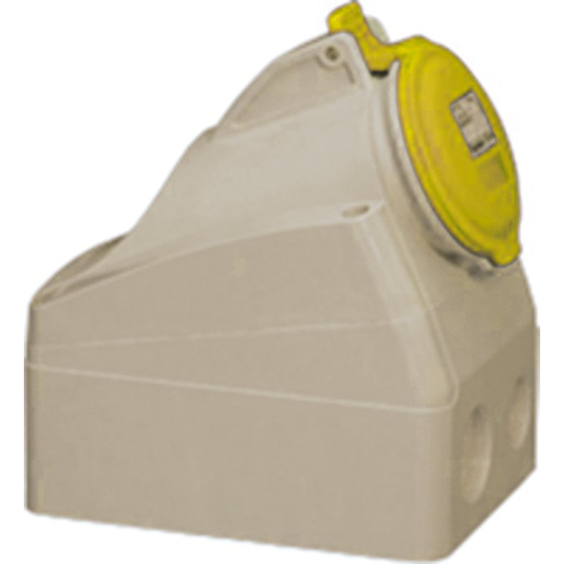 1 pcs - Legrand, P17 Tempra Pro IP44 Yellow Wall Mount 2P + E Industrial Power Socket, Rated At 16A, 110 V