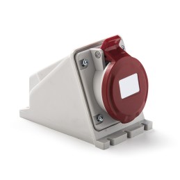 1 pcs - RS PRO IP44 Red Wall Mount 3P + E Industrial Power Socket, Rated At 16A, 380 - 415 V