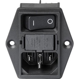 1 pcs - Schurter C14 Panel Mount IEC Connector Male, 10A, 250 V, Fuse Size 17.8 x 11.1mm