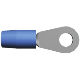 100 pcs - TE Connectivity, TERMINYL Insulated Ring Terminal, M8 (5/16) Stud Size, 10.5mm² to 16.8mm² Wire Size, Blue