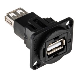 1 pcs - RS PRO Straight, Panel Mount, Socket Type A to A 2.0 USB Connector