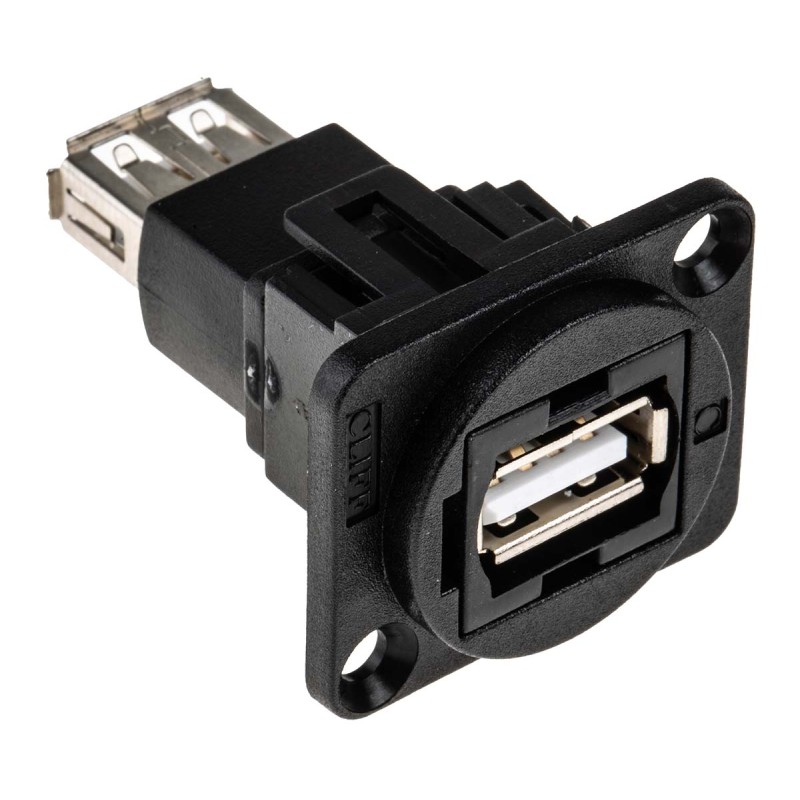 1 pcs - RS PRO Straight, Panel Mount, Socket Type A to A 2.0 USB Connector