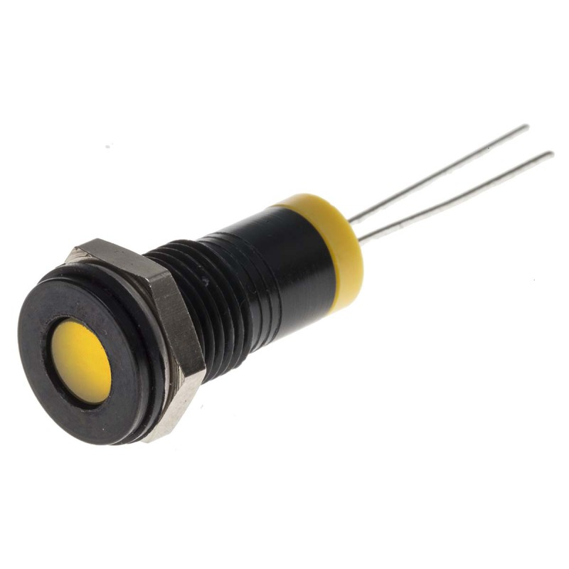 1 pcs - RS PRO Yellow Panel Mount Indicator, 2V dc, 8mm Mounting Hole Size, IP67
