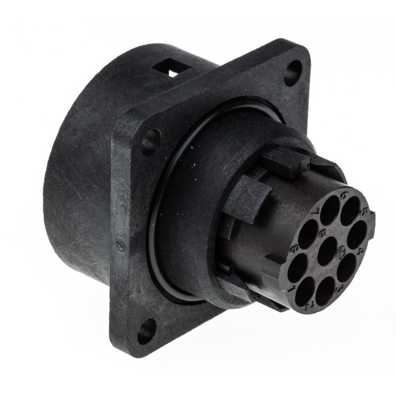 1 pcs - Amphenol Circular Connector, 8 + PE Contacts, Panel Mount, Socket, Female, IP65, C 16-3 Series