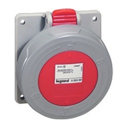 1 pcs - Legrand, P17 Tempra Pro IP66, IP67 Red Panel Mount 3P + E Industrial Power Socket, Rated At 16A, 415 V