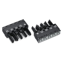 2 pcs - Wago 770 Series Lighting Connector, 5-Pole, Female, 5-Way, Cable Mount, 25A
