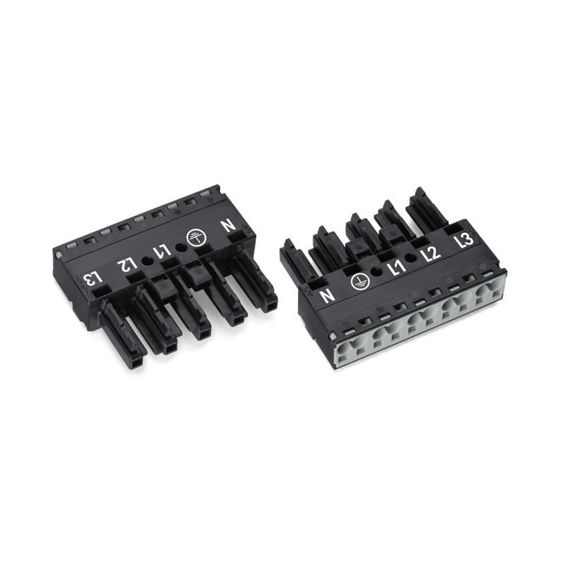 2 pcs - Wago 770 Series Lighting Connector, 5-Pole, Female, 5-Way, Cable Mount, 25A
