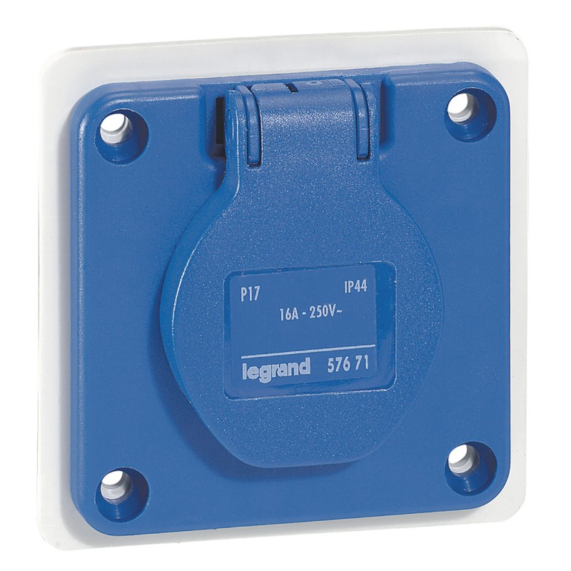 1 pcs - Legrand IP44 Blue Panel Mount 2P + E Industrial Power Socket, Rated At 16A, 230 V