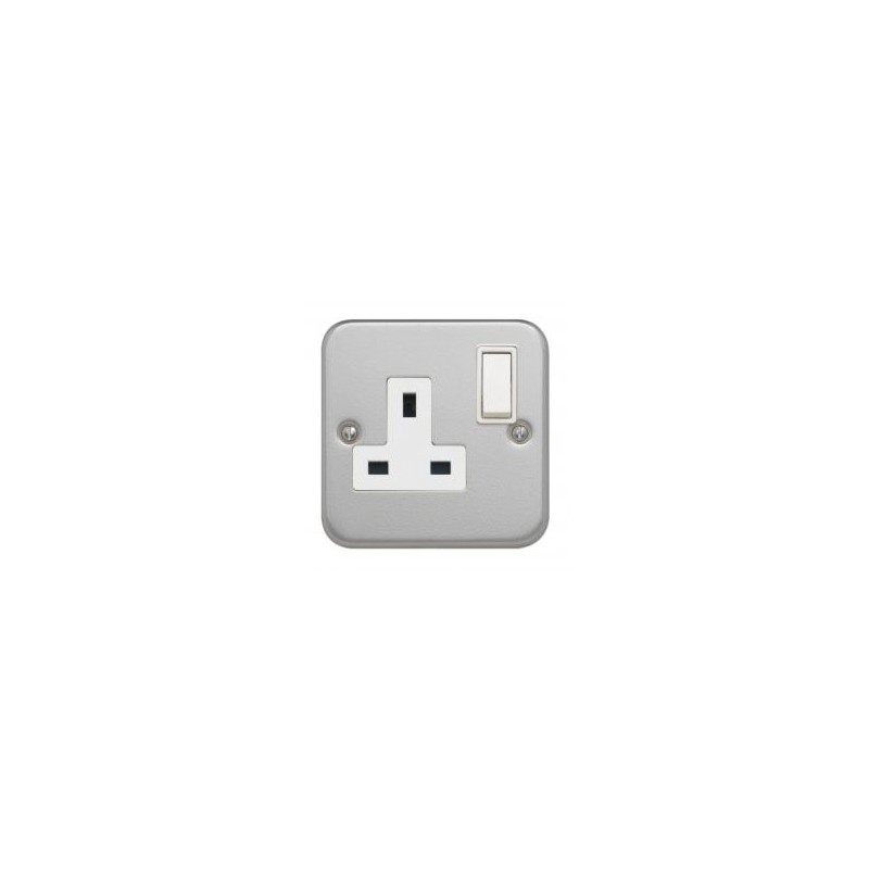 1 pcs - Contactum Grey 1 Gang Plug Socket, 2 Poles, 13A, Type G - British, Indoor Use