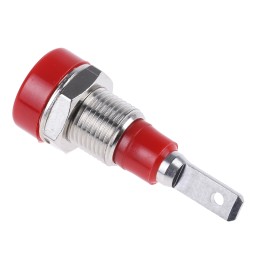 2 pcs - Staubli Red Female Banana Socket, 2mm Connector, Tab Termination, 10A, 30 V, 60V dc, Silver Plating
