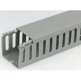 8 pcs - RS PRO Grey Slotted Panel Trunking - Open Slot, W40 mm x D80mm, L2m, PVC