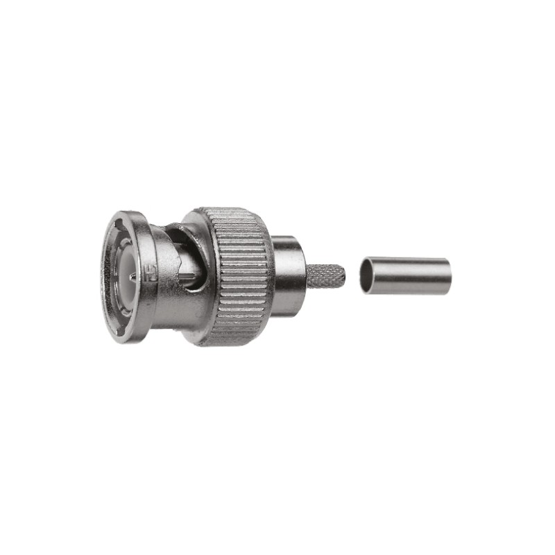 1 pcs - Telegartner, Plug Cable Mount BNC Connector, 75Ω, Crimp Termination, Straight Body