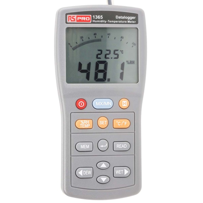 1 pcs - RS PRO 1365 Temperature & Humidity Data Logger, RS232, USB - RS Calibration