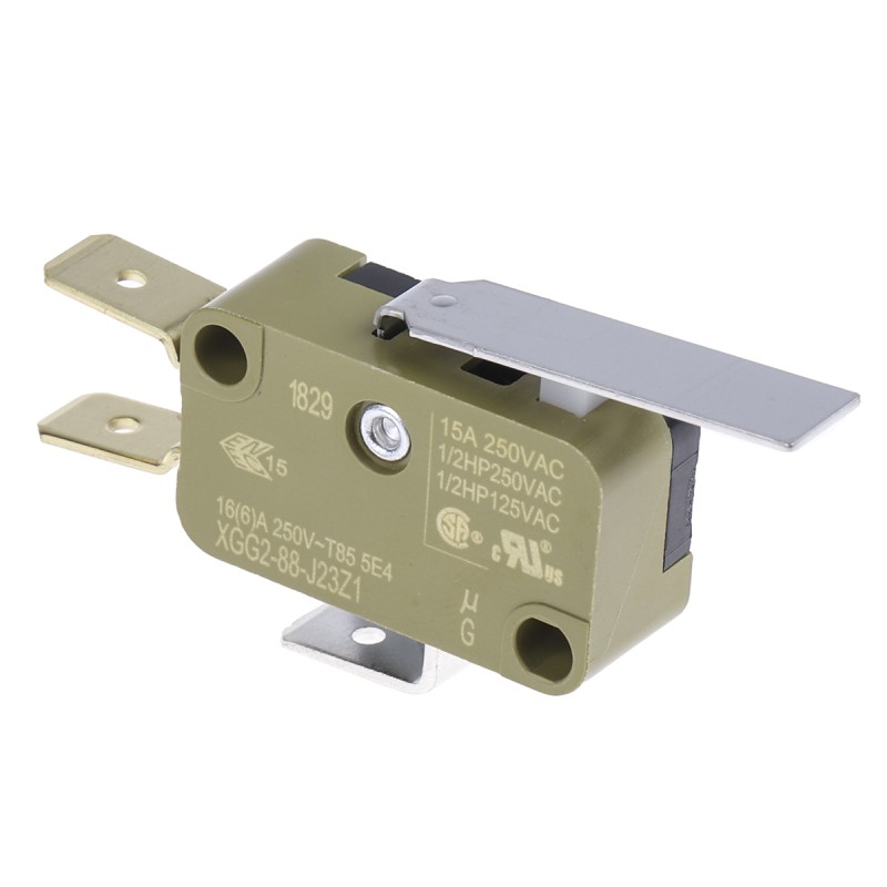 1 pcs - Saia-Burgess Short Lever Micro Switch, Tab Terminal, 16 A @ 250 V ac, SPDT, IP40