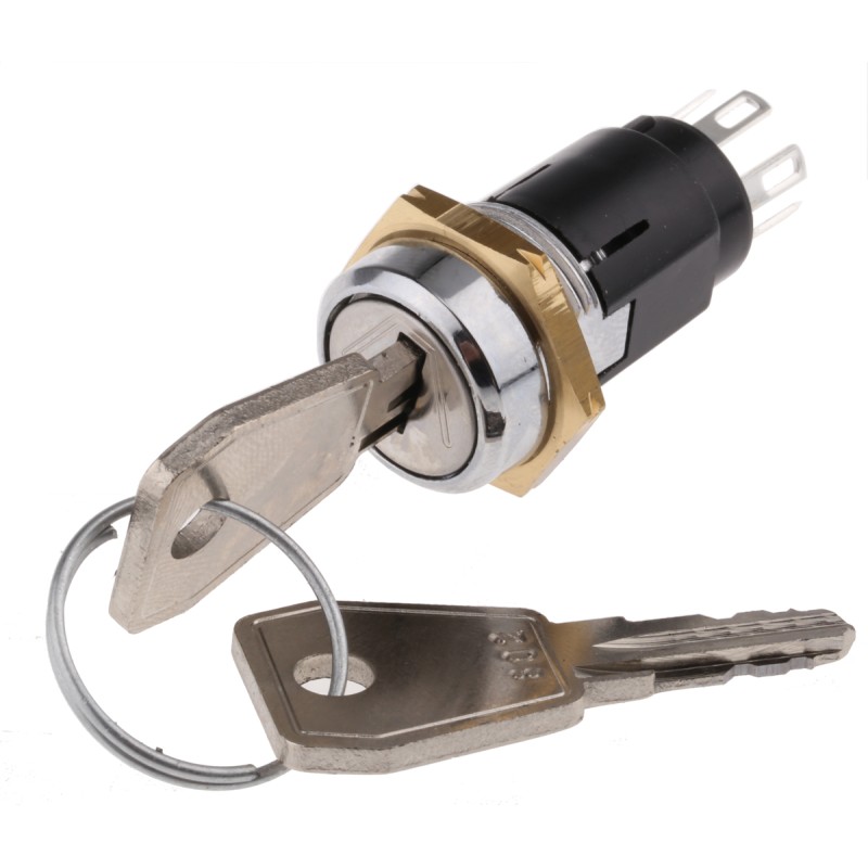 1 pcs - Key Switch, DPDT, 1 A @ 24V ac dc / 115V ac 2-Way Random-Key