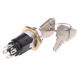 1 pcs - Key Switch, DPDT, 1 A @ 24V ac dc / 115V ac 2-Way Random-Key