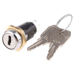 1 pcs - Key Switch, DPDT, 1 A @ 24V ac dc / 115V ac 2-Way Random-Key