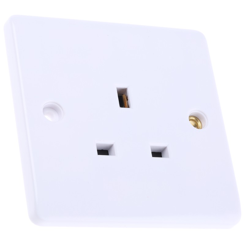 1 pcs - RS PRO White 1 Gang Plug Socket, 0 Poles, 13A, Type G - British, Indoor Use